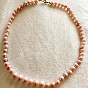 AA grade Pink freshwater Pearl Necklace with 14 kt gold